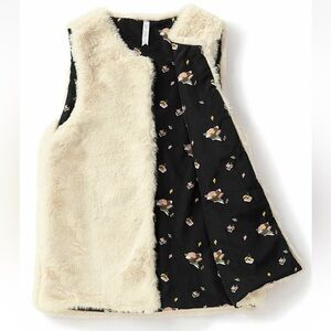 Matilda Jane Snow Way White Faux Fur Reversible Vest Plush Soft Womens Size XL